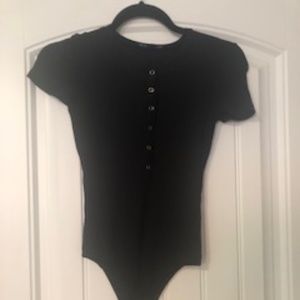 Black henley style body suit